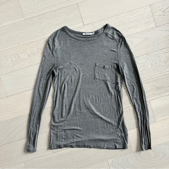 T By Alexander Wang Long Sleeve T-shirt Grey XS - Picture 2 of 4